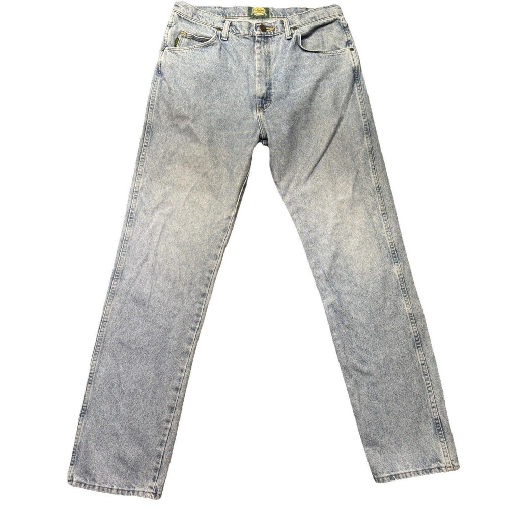 Cabelas Mens 36x34 Regular Fit Jeans Blue Straight Denim Light Wash Outdoor